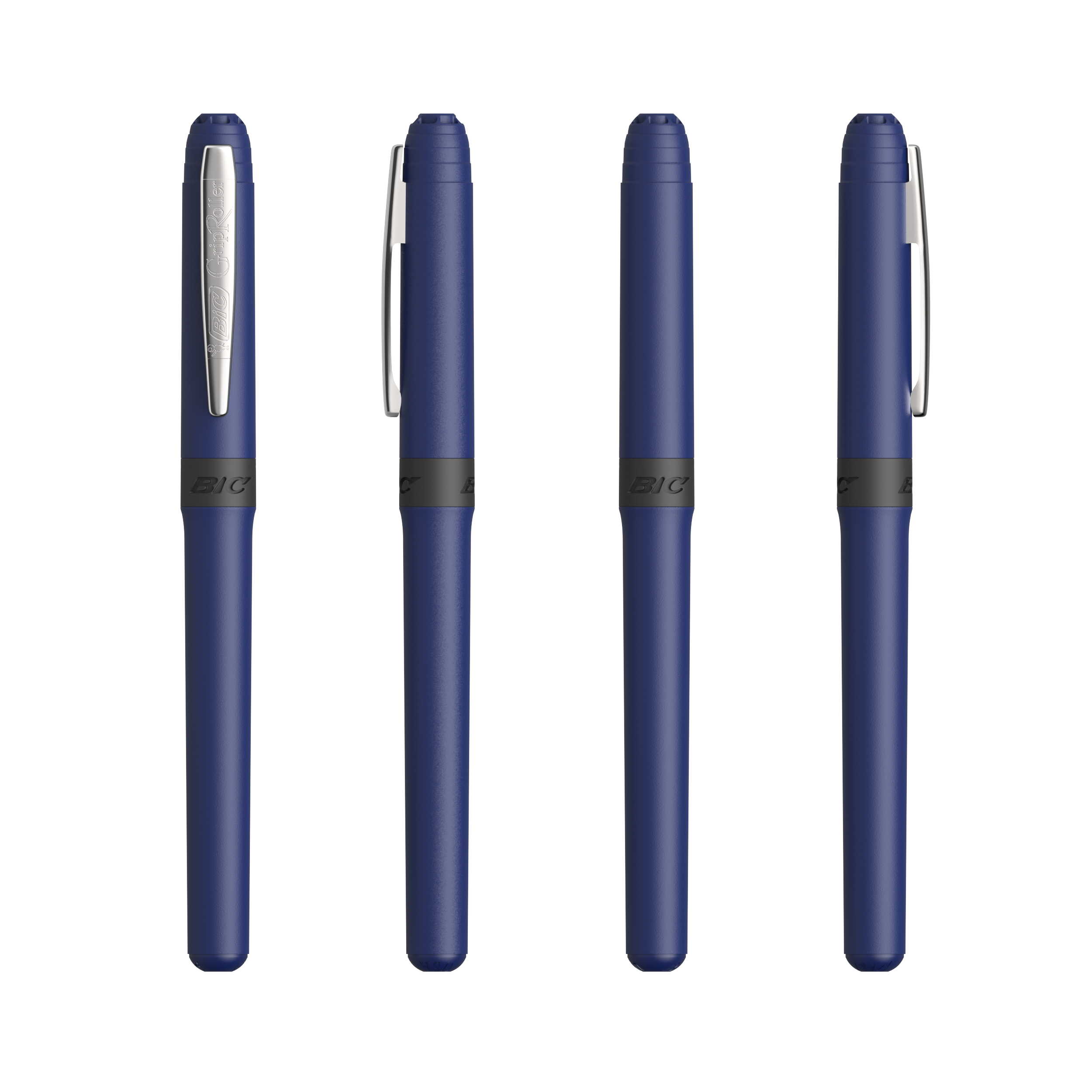 Roller publicitaire BIC® Grip Roller Bleu marine - Chrome - encre noire